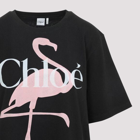 CHLOE Flamingo Graphic T-Shirt Women BLACK Sweaters & Knitwear